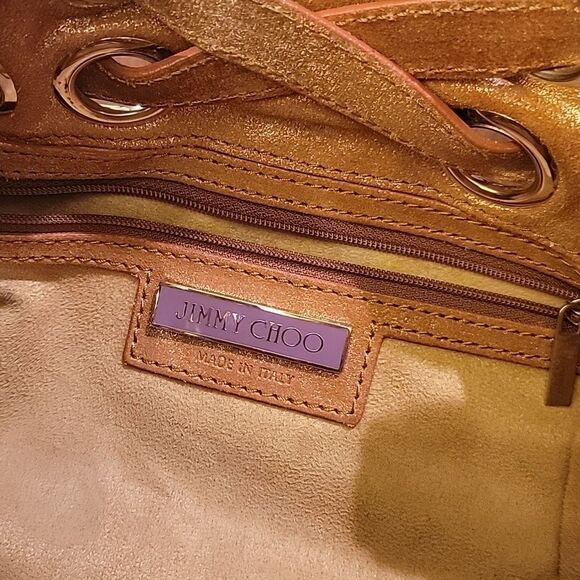 Jimmy Choo Tan Metallic Riki Shoulder Bag - Picture 11 of 14